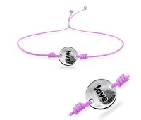 Love Word with Plain Silver Shiny Rope Bracelet BRS-241